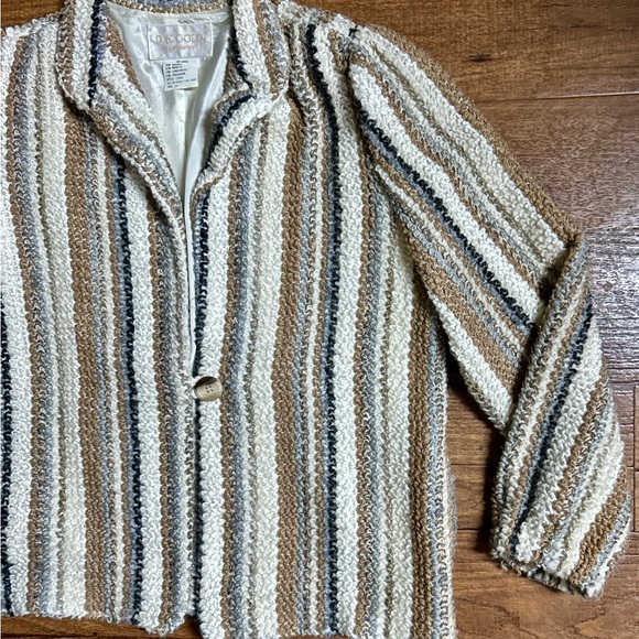 D.K. Gold by Donnkenny • Mohair/Lambswool • Striped • Beige/Brown/Grey • Jacket - Picture 10 of 14